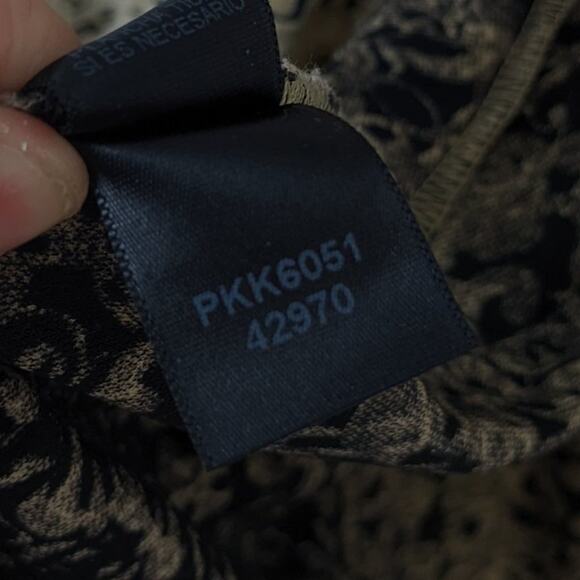 Parallel Tan & Black Retro Pattern Long Sleeve Wrap Dress Size M - Picture 7 of 7